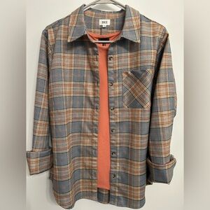 NWOT BKE Blue and Orange Plaid Shirt